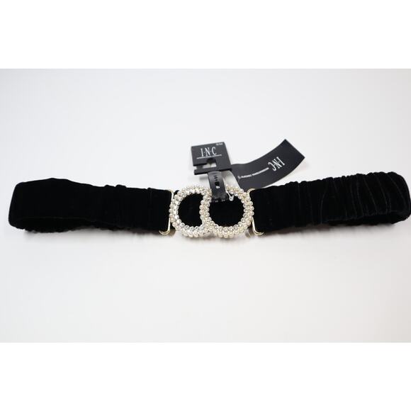 INC Black Velvet Stretch Belt Size S/M - Picture 2 of 3